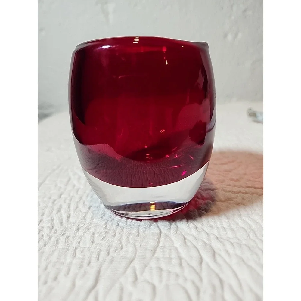 Crate & Barrel Red Glass DIVA Candleholders Polish Glass